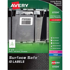 AVERY - Pack of (200), 3" x 5" White Polyester Durable Square Labels - Apex Tool & Supply