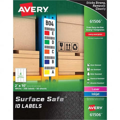AVERY - Pack of (200), 2" x 10" White Polyester Durable Square Labels - Apex Tool & Supply