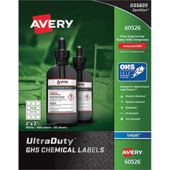 AVERY - Pack of (600), 2" x 2" White Synthetic Film ID Labels - Apex Tool & Supply