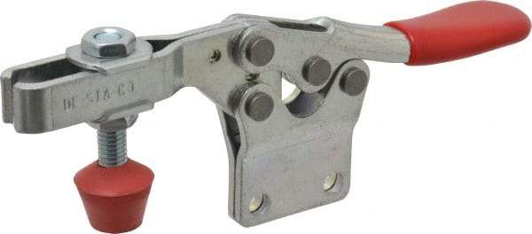 De-Sta-Co - 500 Lb Holding Capacity, Horizontal Handle, Manual Hold Down Toggle Clamp - 70° Handle Movement, 92° Bar Opening, U-Bar, Straight Base, Electro-Plated Zinc, Carbon Steel - Apex Tool & Supply