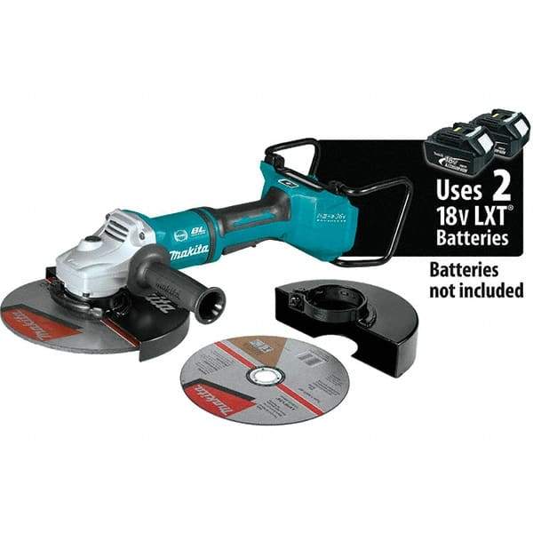 Makita - 9" Wheel Diam, 6,000 RPM, Cordless Angle & Disc Grinder - 5/8-11 Spindle, 36 Volts - Apex Tool & Supply