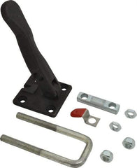 De-Sta-Co - 7,500 Lb Capacity, Horizontal, U Hook, Flanged Base, Carbon Steel Pull Action Latch Clamp - 2.19" Drawing Movement, 10.12" OAL, Threaded U Hook, Straight Handle - Apex Tool & Supply