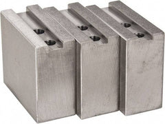 H & R Manufacturing - 1.5mm x 60° Serrated Attachment, Square Soft Lathe Chuck Jaw - 3 Jaws, Steel, 1.181" Btw Mount Hole Ctrs, 4" Long x 1-3/4" Wide x 3-1/2" High, 0.63" Groove, 12mm Fastener - Apex Tool & Supply