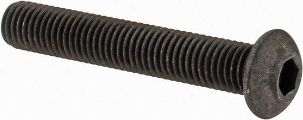 Value Collection - 1/4-28 UNF Hex Socket Drive, Button Screw - Alloy Steel, Black Oxide Finish, Fully Threaded, 1-1/2" Length Under Head - Apex Tool & Supply
