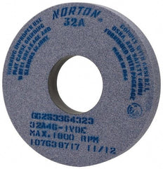 Norton - 14" Diam x 5" Hole x 2" Thick, I Hardness, 46 Grit Surface Grinding Wheel - Aluminum Oxide, Type 1, Coarse Grade, 1,800 Max RPM, Vitrified Bond, No Recess - Apex Tool & Supply