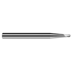 ‎1/8″ Dia. × 1/4″ Shank × 0.1″ DOC × 2-1/2″ OAL, Carbide Uncoated, 2 Flute, Ballnose End Mill - Exact Industrial Supply