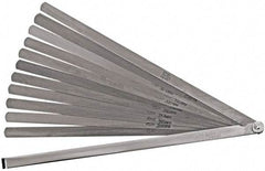 Proto - 12 Piece, 0.0015 to 0.02" Thick, Parallel Feeler Gage Set - 12" Leaf Length, 1/2" Wide, Steel - Apex Tool & Supply