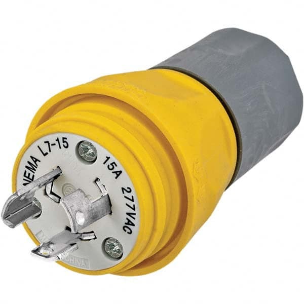 Hubbell Wiring Device-Kellems - 277 VAC 15A NEMA L7-15P Industrial Twist Lock Plug - Apex Tool & Supply