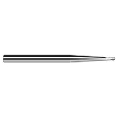 ‎3/16″ Dia. × 1/4″ Shank × 0.15″ DOC × 2-1/2″ OAL, Carbide Uncoated, 2 Flute, Ballnose End Mill - Exact Industrial Supply