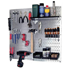 Wall Control - 32" Wide x 32" High Peg Board Kit - 2 Panels, Galvanized Steel, Galvanized/Black - Apex Tool & Supply