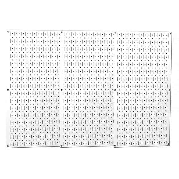 Wall Control - 48" Wide x 32" High Peg Board Storage Board - 3 Panels, Metal, White - Apex Tool & Supply