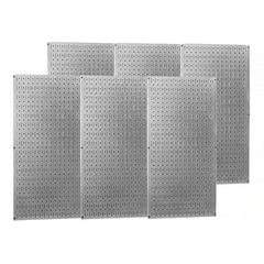Wall Control - 96" Wide x 32" High Peg Board Storage Board - 6 Panels, Galvanized Steel, Metallic - Apex Tool & Supply