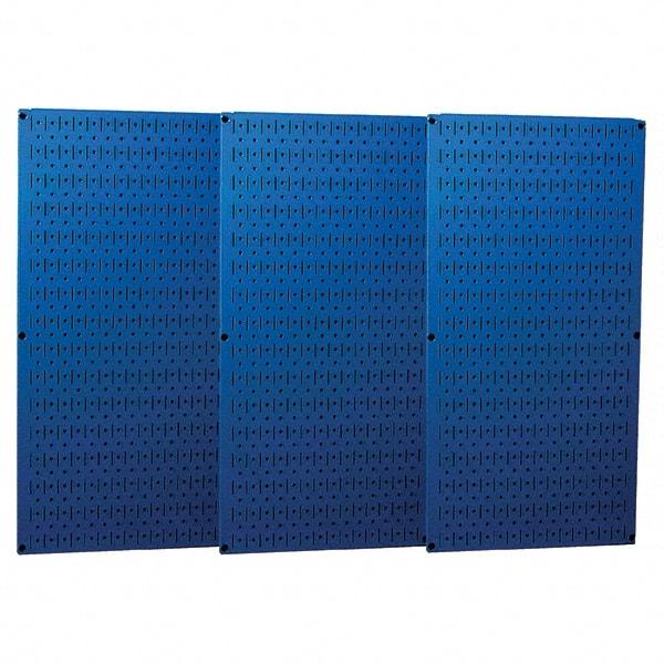 Wall Control - 48" Wide x 32" High Peg Board Storage Board - 3 Panels, Metal, Blue - Apex Tool & Supply