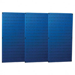 Wall Control - 48" Wide x 32" High Peg Board Storage Board - 3 Panels, Metal, Blue - Apex Tool & Supply