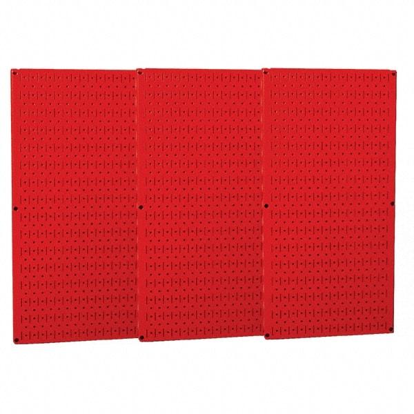 Wall Control - 48" Wide x 32" High Peg Board Storage Board - 3 Panels, Metal, Red - Apex Tool & Supply