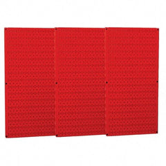 Wall Control - 48" Wide x 32" High Peg Board Storage Board - 3 Panels, Metal, Red - Apex Tool & Supply