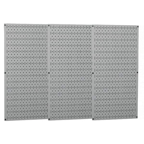 Wall Control - 48" Wide x 32" High Peg Board Storage Board - 3 Panels, Metal, Gray - Apex Tool & Supply