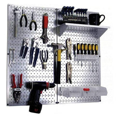 Wall Control - 32" Wide x 32" High Peg Board Kit - 2 Panels, Galvanized Steel, Galvanized/White - Apex Tool & Supply