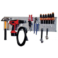 Wall Control - 32" Wide x 8" High Peg Board Kit - 1 Panels, Galvanized Steel, Galvanized/Black - Apex Tool & Supply