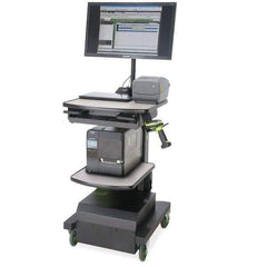 NewCastle Systems - 200 Lb Capacity, 2 Shelf Mobile Computer Workstation - 24" Wide x 26" Deep x 43" High, Steel - Apex Tool & Supply