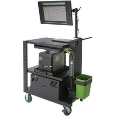 NewCastle Systems - 400 Lb Capacity, 3 Shelf Mobile Computer Workstation - 26" Wide x 35-1/2" Deep x 43" High, Steel - Apex Tool & Supply