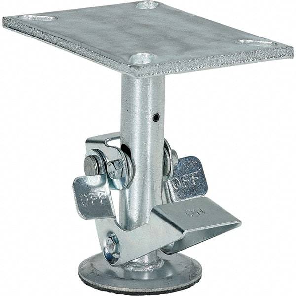 Vestil - 8" Mounting Height, Floor Truck Lock for 6" Diam Caster Wheels - 7" Retracted Clearance - Apex Tool & Supply