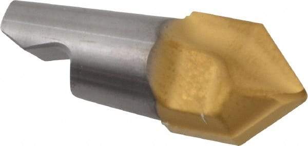 Seco - MM12 M04 Grade T60M Carbide Center Drill Milling Tip Insert - TiAlN/TiN Finish, 2 Flutes, 0.472" Cutting Diam, 0.236" Depth of Cut, 0.576" Extension, 0.26" Cnr Rad - Apex Tool & Supply