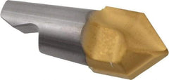 Seco - MM12 M04 Grade T60M Carbide Center Drill Milling Tip Insert - TiAlN/TiN Finish, 2 Flutes, 0.472" Cutting Diam, 0.236" Depth of Cut, 0.576" Extension, 0.26" Cnr Rad - Apex Tool & Supply