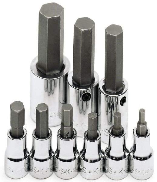 SK - 9 Piece 3/8 & 1/2" Drive Metric Hex Bit Socket Set - 4 to 17mm Hex - Apex Tool & Supply