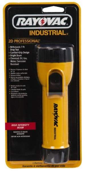 Rayovac - Incandescent Bulb, Industrial/Tactical Flashlight - Yellow Body, 2 D Batteries Not Included - Apex Tool & Supply