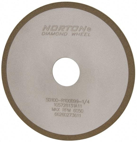 Norton - 6" Diam x 1-1/4" Hole x 1/8" Thick, 100 Grit Surface Grinding Wheel - Diamond, Type 1A1, Fine Grade, Resinoid Bond - Apex Tool & Supply