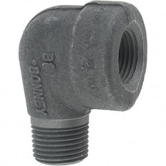 Made in USA - Size 1/2", Class 3,000, Forged Carbon Steel Black Pipe 90° Street Elbow - 3,000 psi, Threaded End Connection - Apex Tool & Supply