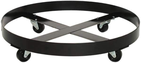 Eagle - 1,000 Lb Load Capacity, 10 Gal Drum Dolly - 31" Wide x 7" High, Polyethylene Wheels - Apex Tool & Supply