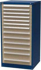 Vidmar - 13 Drawer, Modular Storage Cabinet - Steel, 30" Wide x 27-3/4" Deep x 59" High, Blue & Beige - Apex Tool & Supply