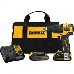 DeWALT - 20 Volt 1/2" Plastic Ratcheting Chuck Cordless Hammer Drill - 28500 BPM, 1650 RPM, Reversible - Apex Tool & Supply