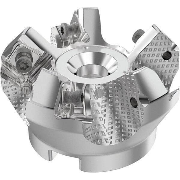 Seco - 50mm Cut Diam, 22mm Arbor Hole, 6mm Max Depth of Cut, 48° Indexable Chamfer & Angle Face Mill - 5 Inserts, SN.. Insert, Right Hand Cut, 5 Flutes, Through Coolant, Series R220.54 - Apex Tool & Supply