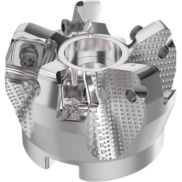 Seco - 2" Cut Diam, 3/4" Arbor Hole, 0.315" Max Depth of Cut, 71° Indexable Chamfer & Angle Face Mill - 5 Inserts, SN.. Insert, Right Hand Cut, 5 Flutes, Through Coolant, Series R220.56 - Apex Tool & Supply