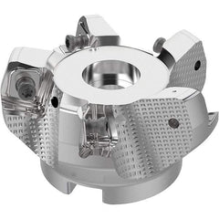 Seco - 63mm Cut Diam, 22mm Arbor Hole, 8mm Max Depth of Cut, 71° Indexable Chamfer & Angle Face Mill - 5 Inserts, SN.. Insert, Right Hand Cut, 5 Flutes, Through Coolant, Series R220.56 - Apex Tool & Supply