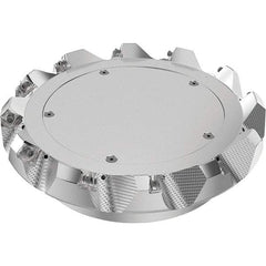 Seco - 8" Cut Diam, 2-1/2" Arbor Hole, 0.236" Max Depth of Cut, 48° Indexable Chamfer & Angle Face Mill - 12 Inserts, SN.. Insert, Right Hand Cut, 12 Flutes, Through Coolant, Series R220.54 - Apex Tool & Supply