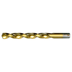 19/64 RHS / RHC HSS 135 Degree Split Point Heavy Duty Parabolic Jobber Length Drill - TiN - Exact Industrial Supply