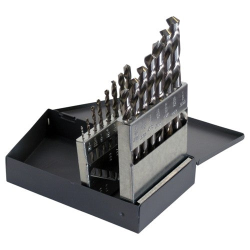 ‎1/16-1/2 RHS / RHC HSS 118 Degree Radial Point General Purpose Jobber Length Drill Set - Bright