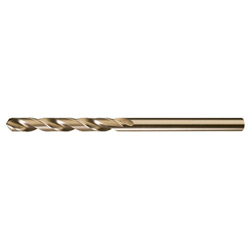 1/4-E RHS / RHC HSS-CO 8% (M42) 135 Degree Split Point NAS907 Type J Cobalt Heavy Duty 6″ Extended Length Drill - Straw / Gold Oxide - Exact Industrial Supply