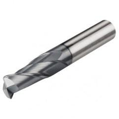 2mm Dia. x 50mm Overall Length 4-Flute 0.5mm C/R Solid Carbide SE End Mill-Round Shank-Center Cut-AlTiN - Apex Tool & Supply