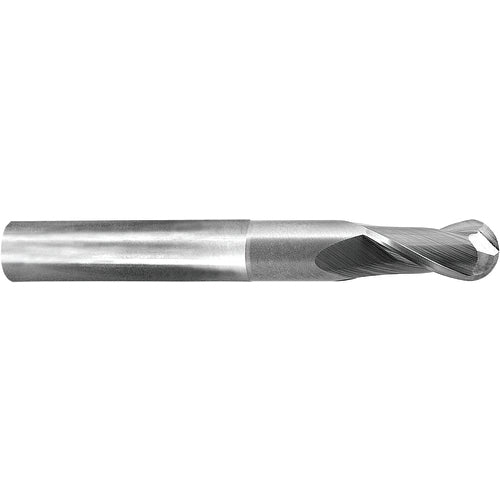 ‎3/16″ Dia. × 3/16″ Shank × 2-5/8″ DOC × 4 OAL, Carbide AlTiN, 2 Flute, Ballnose End Mill - Exact Industrial Supply