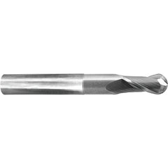 ‎3/16″ Dia. × 3/16″ Shank × 2-5/8″ DOC × 4 OAL, Carbide AlTiN, 2 Flute, Ballnose End Mill - Exact Industrial Supply
