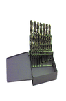 29 Pc. 1/16" - 1/2" by 64ths Cobalt Straw Finish Jobber Drill Set - Apex Tool & Supply