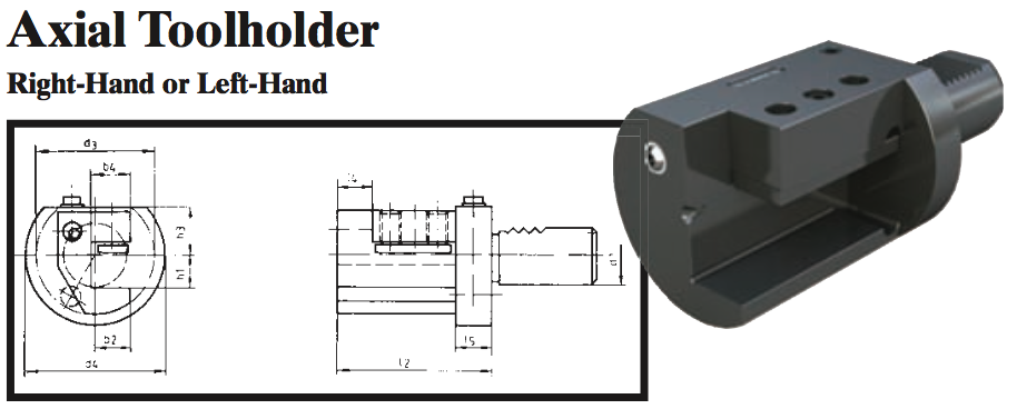 VDI Axial Toolholder (Right-Hand) - Part #: CNC86 35.4020R - Apex Tool & Supply
