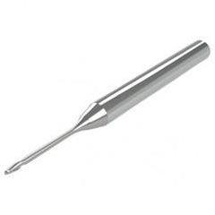 .5mm - 3mm Shank - .7mm LOC - 38mm OAL 2 FL Ball Nose Carbide End Mill with .7mm Reach - Uncoated - Apex Tool & Supply