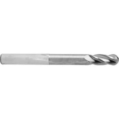 ‎1/4″ Dia. × 1/4″ Shank × 4-1/4″ DOC × 6 OAL, Carbide AlTiN, 4 Flute, Ballnose End Mill - Exact Industrial Supply