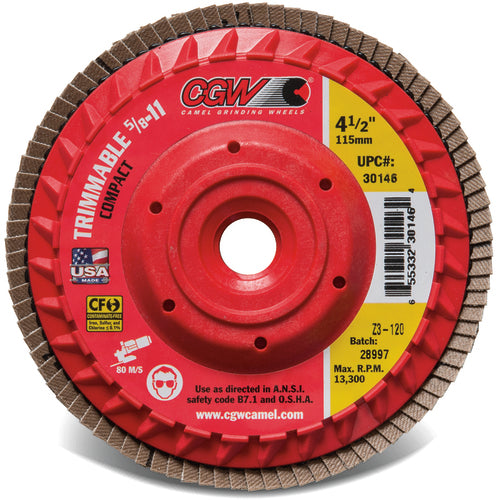 6″ × 5/8″-11 - 120 Grit - Z3 XL Compact Trimmable Flap Disc with Hub - Apex Tool & Supply